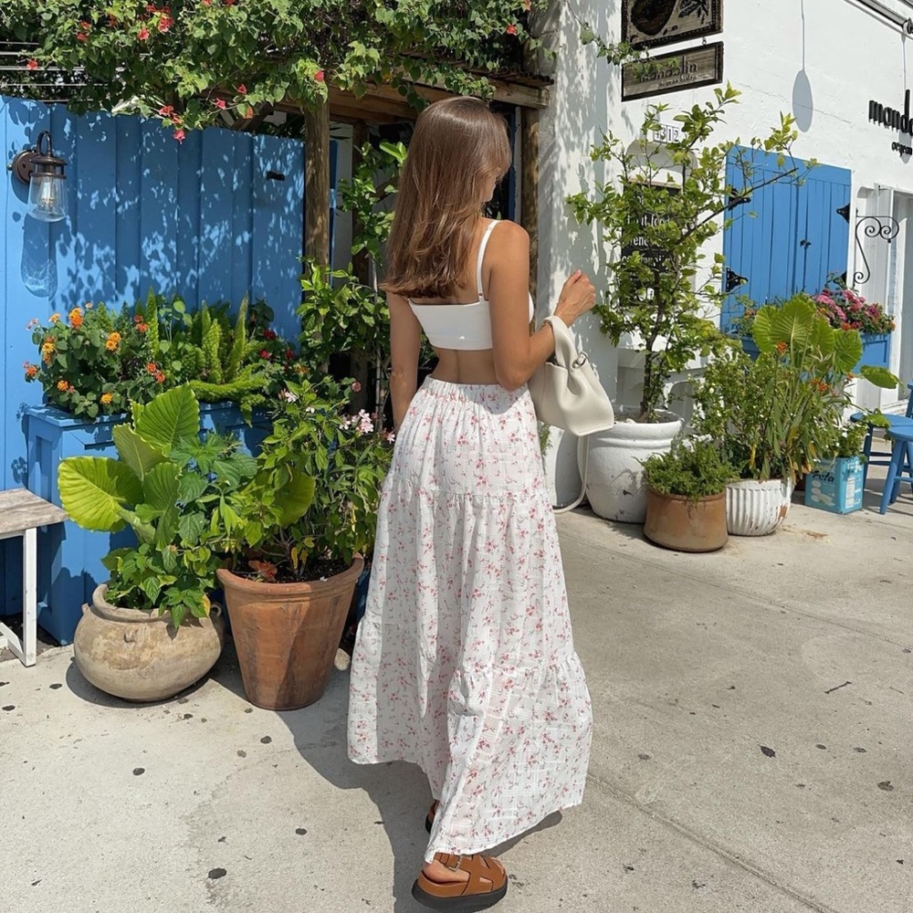 Maxi tiered floral skirt